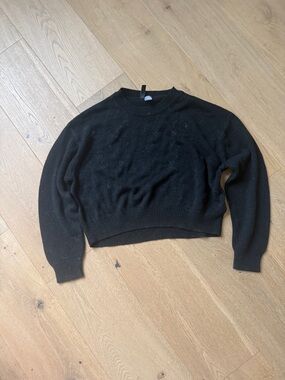 Guess Black Cropped Crewneck Sweater